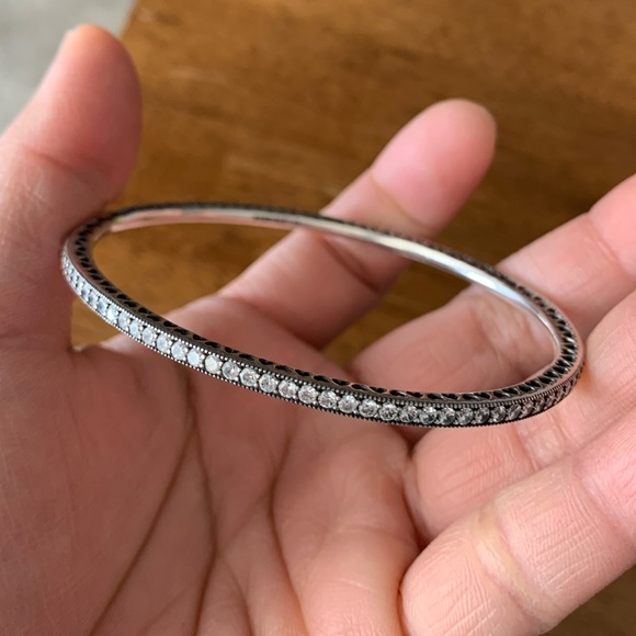 Rare Retired Pandora Twinkling Forever bangle bracelet Size 19 EUC - Picture 7 of 11